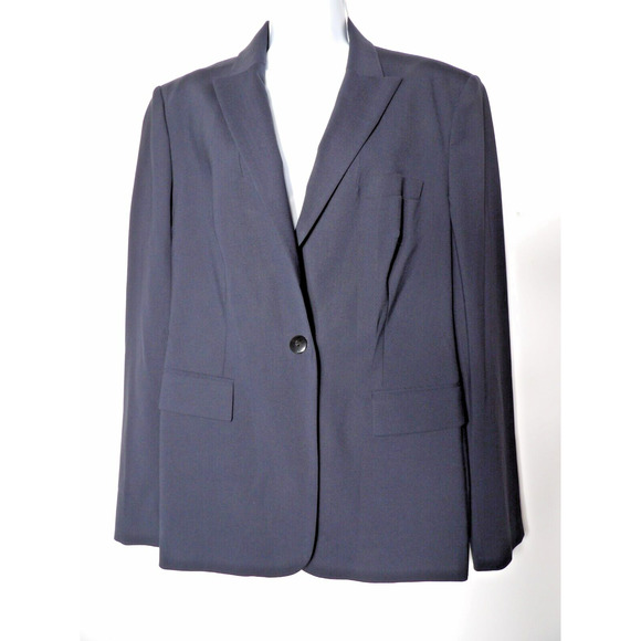Hugo Boss Blazer Juicy6 Wool Womens 14 Navy Blue Career Office Professional - Picture 1 of 15